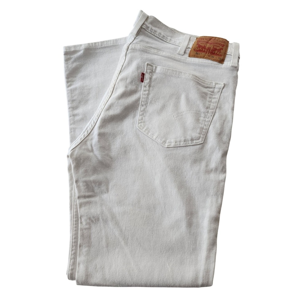Levi Strauss Co 511 White Denim Jeans W38 L32 Slim Fit Casual Everyday‎